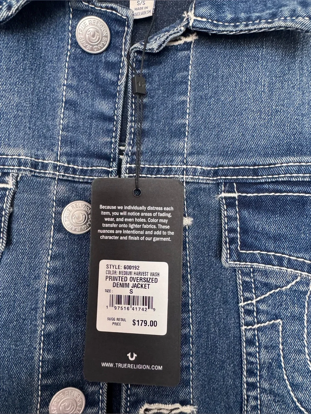 True Religion Oversized Denim Trucker Jacket